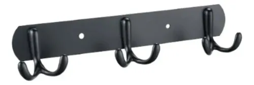 Juego De Percheros De Pared Con 3 Ganchos 2 Pzas Negro