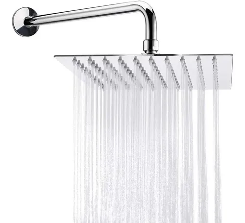 Regadera Cuadrada 8 Acero Inoxidable 20cmx20cm + Brazo 40cm Plateado Cromado