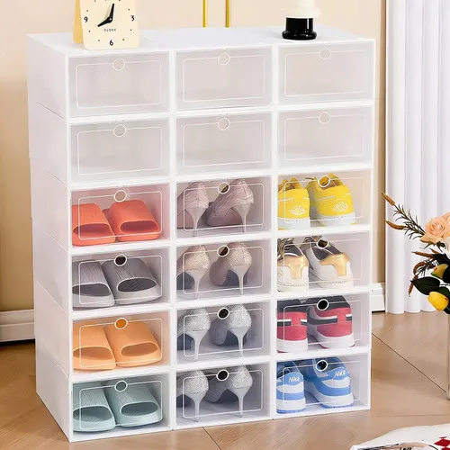 12pcs Organizadores Apilables Para Zapatos Cajas De Plastico Blanco