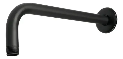 Cuello Regadera Brazo Chapeton Acero Inoxidable 40cm Solvex Negro Mate
