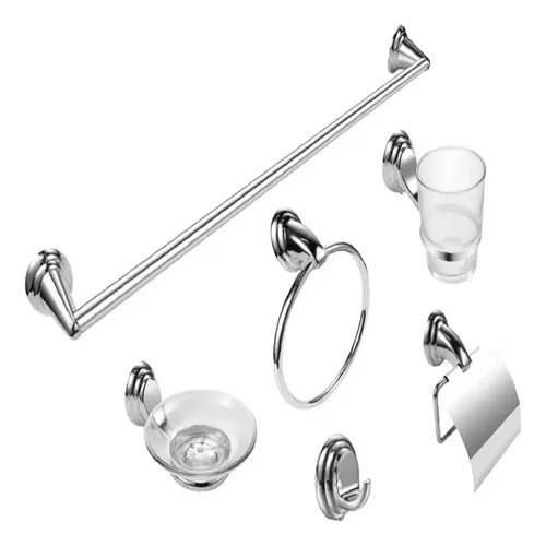 Juego De Accesorios Para Baño 6 Piezas Solvex Sp-60006 Plateado