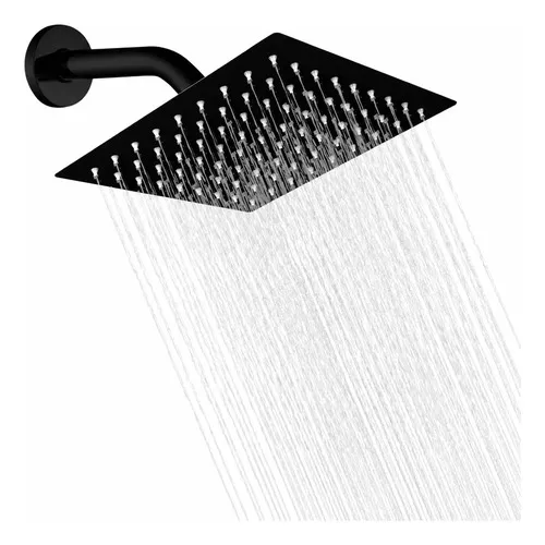 Regadera Cuadrada Solvex 20 X 20 Cm Brazo 40 Cm Negro Mate Negro Mate