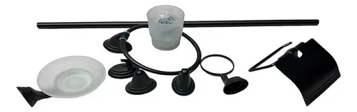 Juego De Accesorios Para Baño 6 Piezas Solvex Sp-60006 Negro