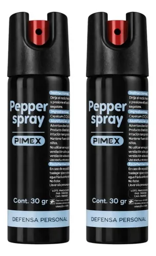 Kit Gas Pimienta Lacrimógeno Defensa Personal 22g Pack 2 Pz Negro