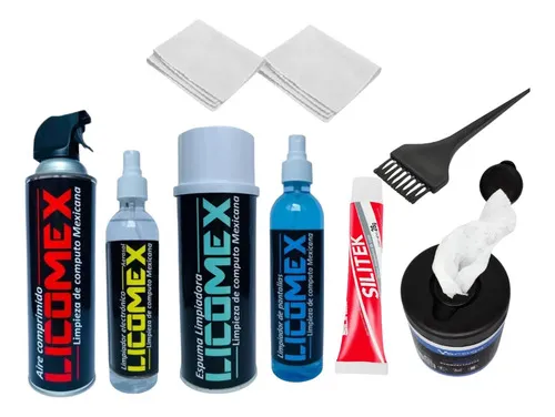 Kit Silimex de nueve piezas para limpieza y mantenimiento exterior de PC