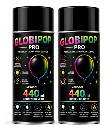 Globipop Spray Abrillantador Globos Látex 440 Ml 2 Pzas.