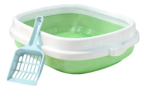 Arenero Plástico Para Gatos Con Pala Mediano Varios Colores Verde