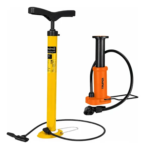 Bomba Inflar Llantas Autos, Bicicletas, Motos + Bomba Pedal Amarillo