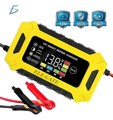 Cargador Batería Coche 12v 6a Digital Inteligente Compatibilidad Universal Color Amarillo Ele-gate