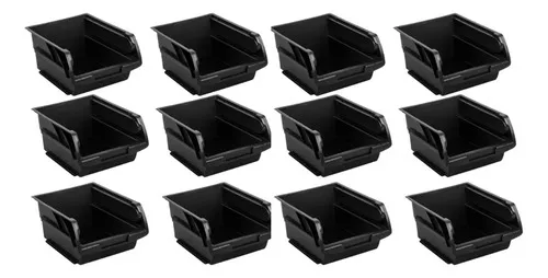 12 Gavetas Apilables Plástico 24.5 X 17 X 11 Cm Gav-3 Truper Negro