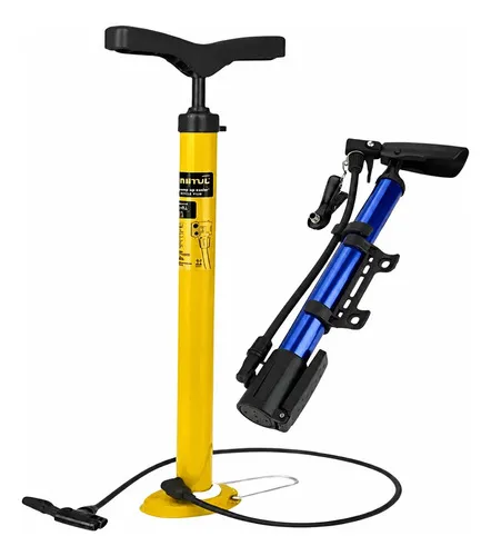 Bomba Inflar Llantas Autos Bicicletas Motos + Bomba Portátil Amarillo