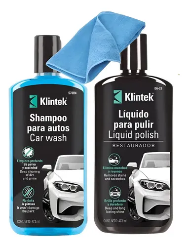 Kit Limpieza Automotriz Klintek Shampoo Polish Y Paño