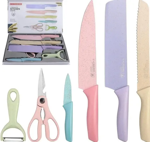 Juego Cuchillos Cocina Acero Inox Y Cerámica Tijeras Pelador Pastel
